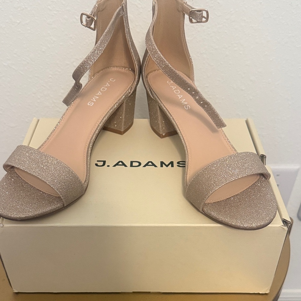 J Adams Women's Sparkling Block Heels - Champagne